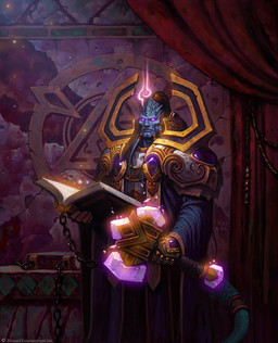 armor blue_body blue_clothing book clothing glowing glowing_eyes hair hammer holding_book holding_hammer holding_object holding_tool looking_up male paladin purple_eyes red_curtains solo tail tools wei_wang blizzard_entertainment warcraft nimaasus draenei 2006 hi_res official_art