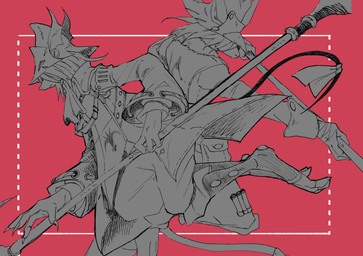 4_fingers accessory ambiguous_anthro ambiguous_gender anthro armor bent_arm bent_leg biped bottomwear claws clothed clothed_ambiguous clothed_anthro clothing coat cravat duo feet fighting_pose finger_claws fingers fully_clothed fully_clothed_ambiguous fully_clothed_anthro furgonomics greaves hair hair_over_eyes headgear headwear helmet holding_melee_weapon holding_object holding_polearm holding_spear holding_weapon melee_weapon mouth_closed one_leg_up pants polearm pose raised_leg red_background ribbons running simple_background snout spear tail tail_accessory tail_ribbon toe_claws toeless_legwear toes topwear weapon uni-6 final_fantasy final_fantasy_ix square_enix freya_crescent sir_fratley burmecian mammal murid murine rat rodent 2025 digital_drawing_(artwork) digital_media_(artwork) hi_res monochrome female_(lore) male_(lore)