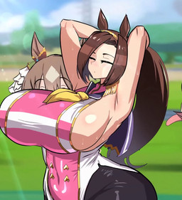 armpit_fetish big_breasts breasts clothed clothing female fully_clothed licking tongue miruyuyo bakushin_armpit_gif cygames uma_musume_pretty_derby sakura_bakushin_o_(pretty_derby) animal_humanoid equid equid_humanoid equine equine_humanoid horse_humanoid humanoid mammal mammal_humanoid animated hi_res high_framerate meme no_sound short_playtime video