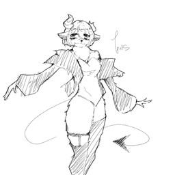 4_eyes anthro bangs biped bob_cut breasts clothed clothed_anthro clothed_female clothing female female_anthro hair horn looking_at_viewer multi_eye pose short_hair simple_background solo standing three-quarter_view white_background 1:1 black_and_white hatching_(art) hi_res line_art monochrome portrait shaded signature sketch three-quarter_portrait