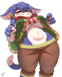 4_fingers :3 anthro big_breasts biped black_claws blue_body blue_ears blue_fur blue_hair blue_tail blush blush_lines bodily_fluids bottomwear bow_(feature) bow_accessory bow_ribbon breasts brown_bottomwear brown_clothing brown_pants claws cloak clothed clothing countershade_arms countershade_fur countershade_hands countershade_torso countershading crossgender curvy_figure cute_fangs dipstick_tail eyelashes fangs female female_anthro finger_claws fingerpads fingers front_view full_cleavage fur green_cloak green_clothing hair hourglass_figure humanoid_hands inner_boob inner_ear_fluff kemono looking_at_viewer low-angle_view low-riding markings monotone_hair mtf_crossgender multicolored_body multicolored_fur multicolored_tail navel neck_bow nipple_outline notched_ear pants pawpads pink_nose pink_pawpads red_bow red_eyes red_ribbon simple_background smile solo standing sweat sweatdrop tail tail_markings teeth tuft two_tone_body two_tone_fur two_tone_tail under_boob white_background white_body white_countershading white_fur white_inner_ear white_inner_ear_fluff white_tail white_tail_tip wide_hips suru56nee pino_(suru56nee) domestic_cat felid feline felis mammal 2024 4:5 colored digital_media_(artwork) hi_res portrait shaded signature three-quarter_portrait