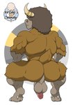 1ceberg absurd_res afro anthro backsack balls big_balls big_butt bouffalant bovid butt crouching erection generation_5_pokemon genitals hair hi_res horn horn_jewelry jewelry male mammal muscular muscular_anthro muscular_male nintendo nude penis piercing pokemon pokemon_(species) raised_tail rear_view solo tail