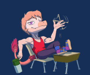 anthro chair chibi clothed clothing desk drumming_stick feathered_tail feathers furniture hair looking_at_viewer male markings multicolored_body muscular muscular_male percussion_mallet pink_body pink_hair pupils purple_eyes school_desk simple_background sitting slit_pupils solo table tail transparent_background two_tone_body heartsick cavemanon_studios goodbye_volcano_high ko_op_(game_developer) snoot_game reed_(gvh) dinosaur dromaeosaurid prehistoric_species reptile saurischian scalie theropod velociraptor alpha_channel hi_res