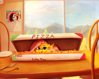 clock cutlery female feral food fork hair inside kitchen_utensils knife looking_at_viewer smile solo text tools wings miokomata friendship_is_magic hasbro my_little_pony mythology fluttershy_(mlp) equid equine mammal mythological_creature mythological_equine pegasus 2018 5:4 english_text hi_res unavailable_at_source