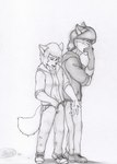 anthro clothing duo female male wet wet_clothing foxero christopher_mckyle_(foxero) marlene_monroe_(foxero) canid canine fox mammal hi_res traditional_media_(artwork)