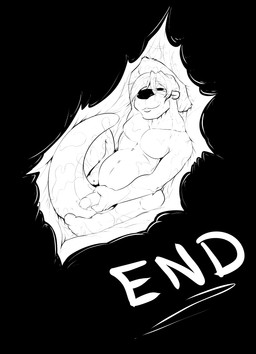 anal anal_fluids anal_vore anthro belly bodily_fluids erection feet fur genitals hair hand_behind_head hand_on_penis humanoid_genitalia humanoid_penis inside_anus internal larger_pred male male_prey masturbating_prey masturbation nude nude_male nude_prey otter_tail penis size_difference smile solo the_end vore willing_prey pandottermon mammal mustelid otter black_and_white hi_res monochrome