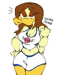 anthro basketball_uniform breasts brown_hair clothing female hair simple_background solo sportswear standing uniform white_background yoshua_russo looney_tunes space_jam the_looney_tunes_show warner_brothers tina_russo anatid anseriform avian bird duck hi_res