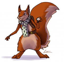 3_toes 4_fingers ambiguous_gender anthro backpack belt brown_body brown_fur clothing compass eyebrows feet fingerless_gloves fingers fur gloves handwear inner_ear_fluff scarf simple_background solo standing tail tan_inner_ear_fluff toes tuft white_background cinnamonhunter mammal rodent sciurid tree_squirrel 2013 hi_res shaded