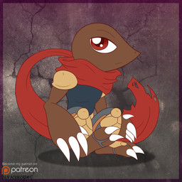 2_toes 4_fingers anthro armor bottomwear brown_body chibi claws clothed clothing feet fingers frown fur leg_armor long_claws looking_at_viewer male red_eyes red_scarf scarf shirt shoulder_armor simple_background solo text toe_claws toes topwear foxbeast bloody_roar konami bakuryu_the_mole eulipotyphlan mammal mole_(animal) 1:1 2016 absurd_res digital_media_(artwork) english_text hi_res