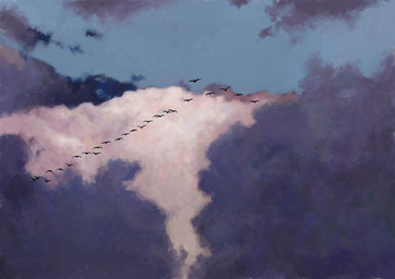 blue_sky feral flock grey_cloud group sky skyscape renum63 avian bird 2013 detailed painting_(artwork)