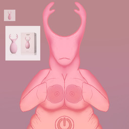 anthro antlers belly big_breasts breast_play breasts egg_vibrator exposed_breasts eyeless faceless female hooves horn huge_breasts hyper hyper_breasts nipples overweight overweight_female pink_background pink_body pink_nipples power_button sex_toy simple_background slightly_chubby slightly_chubby_female smooth_skin solo stretch_marks vibrator anonymous_artist deer humanoid inanimate_object mammal object_humanoid 1:1