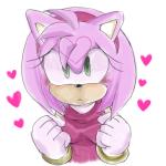 :< accessory anthro bracelet clothing eyelashes female fist fur gloves green_eyes handwear headband heart_symbol jewelry pink_body pink_fur simple_background solo white_background nashi_(intothe_bluesky) sega sonic_the_hedgehog_(series) amy_rose eulipotyphlan hedgehog mammal 1:1