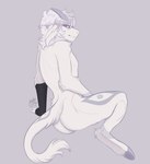 anthro butt femboy fur hair hooves horn male nude pink_eyes sleeves solo suggestive_pose white_body white_fur white_hair zuhifangs zuhishy keira_(zuhishy) bovid caprine goat mammal andromorph_(lore) intersex_(lore)