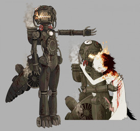 3_toes 4_fingers alternative_fashion ambiguous_gender black_body black_fur black_tail blep blood bodily_fluids brown_body brown_claws brown_metal burning claws dripping duo erection feet fingers fire fire_from_mouth fur genital_fluids genitals glistening glistening_genitalia glistening_penis grey_background hug machine male male/ambiguous mechanophilia metal open_mouth penis pink_penis precum precum_drip rust scratch simple_background smile smoke solo spikes split_color standing steam steampunk tail tapering_penis toes tongue tongue_out valve_(mechanical) wounded jejejunum mythology ember_(jejejunum) hellmouth_(jejejunum) animal_humanoid avian avian_humanoid humanoid living_machine locomorph mythological_avian mythological_bird mythological_creature mythological_firebird phoenix_humanoid robot 2025 full-length_portrait hi_res multiple_images portrait three-quarter_portrait