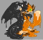 duo latex machine male male/male melting tail wax felisrandomis mythology resin_drake zukaro animate_inanimate canid canine dragon fox mammal mythological_creature mythological_scalie robot scalie