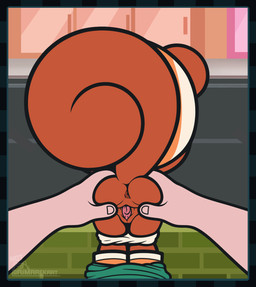 anthro anus bent_over big_head bodily_fluids boots bottomwear brown_anus brown_body brown_ears brown_fur brown_hair brown_tail clothed clothed_anthro clothing clothing_aside curled_tail curvy_figure detailed_background disembodied_hand dripping duo female first_person_view footwear fur genital_fluids genital_focus genitals glass green_bottomwear green_clothing green_skirt hair hand_on_butt hand_on_vulva human_on_anthro human_pov humanoid_genitalia interspecies kerchief leaning leaning_forward loli multicolored_body multicolored_clothing multicolored_kerchief on_model on_style panties panties_down partially_clothed pov_hands rear_view road shirt shoes short_hair skirt spread_anus spread_vulva spreading squirrel_tail squish style_emulation tail thick_tail topwear two_tone_body two_tone_clothing underwear underwear_down vaginal_fluids vulva vulva_focus wall_(structure) wet white_clothing white_panties white_shirt white_topwear white_underwear young young_anthro young_female third-party_edit unknown_artist murphy_and_mitzi mitzi_(ajmarekart) human mammal rodent sciurid tree_squirrel digital_drawing_(artwork) digital_media_(artwork) hi_res