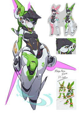 black_body black_sclera blush blush_lines breasts closed_frown clothing comparison dual_swords dual_wielding dual_wielding_melee_weapons energy_sword energy_weapon featureless_feet feet female female_humanoid floating frown fusion gloves green_body green_eyes handwear head_wings holding_object holding_weapon joints leg_wings looking_at_viewer looking_down looking_down_at_viewer machine medium_breasts melee_weapon mouth_closed multicolored_body multicolored_eyes nipple_outline orange_eyes robotic robotic_leg robotic_wings simple_background solo sword text thick_thighs thong underwear unusual_wing_placement weapon white_background white_body white_clothing white_gloves white_handwear wide_hips wind wings blacksaw42 capcom mega_man_(series) mega_man_zero mihoyo zenless_zone_zero aria_(zenless_zone_zero) sage_harpuia humanoid robot robot_humanoid 2026 absurd_res crossover english_text hi_res reference_image