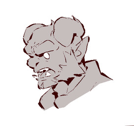 2_horns clothing eyebrows facial_hair grey_background head_horn horn humanoid_pointy_ears looking_aside male open_mouth pointy_ears side_view sideburns simple_background solo teeth thick_eyebrows topwear underbite kingarthur_i ior_(kingarthur_i) humanoid 2023 digital_drawing_(artwork) digital_media_(artwork) headshot_portrait low_res monochrome portrait male_(lore)