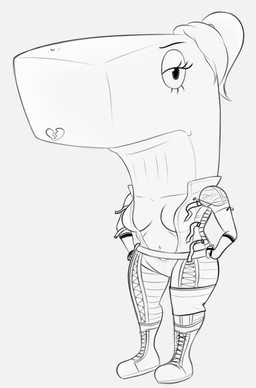 anthro breasts female hair ponytail simple_background solo white_background unknown_artist konami metal_gear nickelodeon spongebob_squarepants pearl_krabs the_boss aquatic cetacean mammal physeteroid sperm_whale toothed_whale whale black_and_white monochrome
