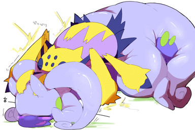 ambiguous_gender blush duo feral looking_pleasured tail text thick_tail winte mythology nintendo pokemon arachnid arthropod dragon galvantula generation_5_pokemon generation_6_pokemon goodra mythological_creature mythological_scalie pokemon_(species) scalie spider 2015 3:2 hi_res japanese_text