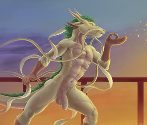 anthro anthrofied balls barbel_(anatomy) biped blue_body blue_fur bridge ears_down flaccid foreskin fur genitals gesture green_body green_eyes green_fur hand_gesture horn humanoid_genitalia humanoid_penis long_foreskin looking_aside male male_anthro navel nipples non-mammal_balls non-mammal_nipples nude ok_sign outside patreon_logo patreon_username penis pivoted_ears ribbons scales soft_focus solo standing sunset tail tan_horn text three-quarter_view unretracted_foreskin website_logo whiskers white_body white_ribbon spelunker_sal asian_mythology east_asian_mythology ghibli mythology patreon spirited_away haku_(spirited_away) dragon eastern_dragon mythological_creature mythological_scalie scalie wingless_dragon 2018 artist_name digital_media_(artwork) portrait shaded three-quarter_portrait url