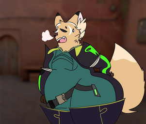 ambiguous_gender anthro big_tail bodily_fluids breath open_mouth overweight solo sweat tail teeth fluflufluflufen source_request unavailable_at_source