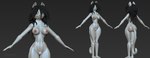 anthro black_hair blue_eyes breasts butt casual_nudity female fur genitals hair long_hair nipples nude pussy solo standing white_body white_fur nighthia bethany_(jay_naylor) domestic_cat felid feline felis mammal 3d_(artwork) digital_media_(artwork) hi_res zbrush_(artwork)