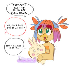 anthro beak blue_body blue_feathers eyebrows feather_hair feathers female holding_object holding_plushie orange_stripes pink_eyebrows plushie pseudo_hair red_body red_feathers solo stripes teal_eyes text yellow_beak yellow_body yellow_feathers mixelfangirl100 angry_birds rovio_entertainment sega the_angry_birds_movie june_(angry_birds) avian bird english_text hi_res