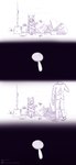 biped bottle clothed clothing container duo fingers footwear front_view hair rear_view shoes sitting standing text trash gammainks nintendo pokemon mandy_(gammainks) generation_3_pokemon human kirlia mammal pokemon_(species) 2025 absurd_res artist_name comic digital_media_(artwork) hi_res