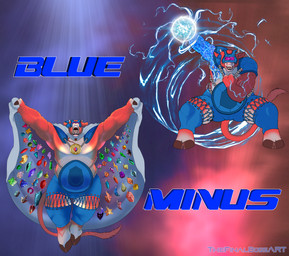 anthro armor bow_ribbon cloak clothing energy female flat_chested hooves horn mask muscular muscular_female solo thick_thighs wide_hips fruitybootyraptor blue_minus bovid bovine mammal absurd_res hi_res