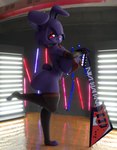 anthro big_breasts big_butt bow_tie breasts buckteeth butt clothing crossgender female fingers guitar legwear machine mtf_crossgender musical_instrument neon pink_eyes plucked_string_instrument solo string_instrument teeth thigh_highs shocking_(artist) five_nights_at_freddy's fredina's_nightclub scottgames bonnie_(cally3d) bonnie_(fnaf) animatronic lagomorph leporid mammal rabbit robot 2024 3d_(artwork) absurd_res digital_media_(artwork) hi_res