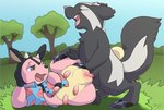animal_genitalia balls bodily_fluids clothed clothing duo eyes_closed female female_penetrated feral feral_on_feral feral_penetrated feral_penetrating feral_penetrating_feral genital_fluids genitals interspecies knot knot_bulge knotting male male/female male_penetrating male_penetrating_female open_mouth penetration penile penile_penetration penis penis_in_pussy pussy semi-anthro sex teats teeth tongue tongue_out udders vaginal vaginal_knotting vaginal_penetration o-ishi nintendo pokemon chisai fan_character tracy_(linker) bovid bovine generation_2_pokemon generation_3_pokemon linoone mammal miltank pokemon_(species) hi_res