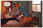 2017 anthro anthro_on_anthro balls bedding blanket bottomless canid canine clock clothed clothing countershading digital_media_(artwork) disney doll duo english_text erection eye_contact female female_penetrated fox genitals hi_res interspecies judy_hopps lagomorph leporid licking licking_lips looking_at_another lounging lying male male/female male_penetrating male_penetrating_female mammal meesh nick_wilde no_underwear on_back penetration penile penile_penetration penis penis_in_pussy pillow platform_sex rabbit reclined_table_lotus reclining red_fox self_lick sex shirt standing standing_sex text tongue tongue_out topwear true_fox url vaginal vaginal_penetration window zootopia