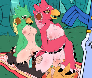 anthro anthro_penetrated beak blonde_hair blush bottomless breasts chest_tuft claws clothed clothing cowgirl_position cunnilingus ear_piercing erection eyes_closed facesitting feathers feet female female_penetrated ffm forest from_front_position genitals group group_sex hair hand_on_head hand_on_leg hand_on_thigh heart_eyes heart_symbol hindpaw humanoid_on_anthro humanoid_penetrating humanoid_penetrating_anthro interspecies kneeling lying male male/female male_penetrating male_penetrating_female master_sword melee_weapon multicolored_body multicolored_feathers nipples nude on_back on_bottom on_top open_mouth open_smile oral outside paws penetration penile penile_penetration penis penis_in_vagina piercing plant sex sitting_on_another smile straddling sword threesome toe_claws tree trio tuft vaginal vaginal_penetration weapon winged_arms wings fluffydonuts breath_of_the_wild nintendo the_legend_of_zelda amali_(tloz) cecili_(tloz) link avian bird human humanoid hylian mammal rito absurd_res hi_res