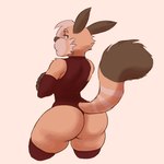 anthro blue_eyes butt clothed clothing crossed_arms fur looking_back male orange_body orange_fur solo white_body white_fur hicanyoumooforme pan_(hicanyoumooforme) ailurid mammal red_panda 1:1