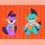 blue_body blue_skin bottomless clothed clothing duo female fin hoodie male orange_eyes purple_body purple_skin simple_background sweater topwear seabreeze629 nintendo pokemon generation_3_pokemon marshtomp pokemon_(species) shiny_pokemon 1:1 absurd_res hi_res