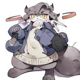 4_arms anthro bag blue_clothing blue_jacket blue_topwear cellphone clothed clothed_anthro clothed_male clothing electronics featureless_crotch fingers fluffy fluffy_tail fur grey_body grey_fur grey_tail holding_cellphone holding_object holding_phone holding_smartphone jacket long_sleeves looking_at_viewer male male_anthro multi_arm multi_limb multicolored_body multicolored_fur open_clothing open_jacket open_mouth open_topwear phone pupils slit_pupils smartphone solo sweater tail topwear two_tone_body two_tone_fur whiskers white_body white_clothing white_fur white_sweater white_topwear yellow_eyes youjomodoki felid feline mammal 1:1 2025 absurd_res hi_res