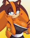 anthro areola big_breasts biped blue_eyes blush breasts brown_areola brown_nipples clothed clothing eyelashes female fingers heart_symbol looking_at_viewer montgomery_glands nipples solo sticks_naughty_face saeki_makai sega sonic_boom sonic_the_hedgehog_(series) sticks_the_jungle_badger badger mammal mustelid musteline 2024 4:5 absurd_res digital_media_(artwork) hi_res