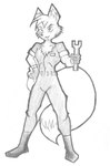 anthro biped clothing engineer_(profession) jumpsuit male mechanic smile solo tools uniform wrench reddragonkan canid canine fox mammal graphite_(artwork) monochrome traditional_media_(artwork)