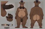 anthro balls belly big_balls big_belly big_penis bow_tie brown_body butt clothing erection genitals hat headgear headwear humanoid_genitalia humanoid_penis looking_at_viewer male navel nipples nude overweight overweight_male pawpads paws penis simple_background slightly_chubby slightly_chubby_anthro slightly_chubby_male solo tail thick_penis top_hat vein jumpy_jackal five_nights_at_freddy's scottgames freddy_(fnaf) bear mammal digital_media_(artwork) model_sheet