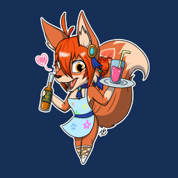 anthro apron apron_only chibi clothed clothing female hair looking_at_viewer mostly_nude skimpy solo azural_cobaltros honey_(wowowow_juju) canid canine fox mammal 1:1 absurd_res alpha_channel digital_media_(artwork) hi_res