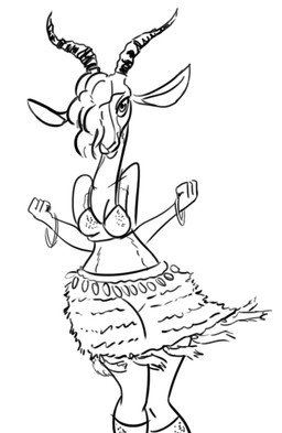 2_horns anthro bracelet breasts cleavage clothed clothing female fully_clothed hair hip_sway horn jewelry looking_at_viewer simple_background solo swaying white_background smaggthesmug disney zootopia gazelle_(zootopia) antelope bovid gazelle mammal 2015 black_and_white monochrome sketch