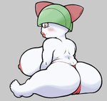 big_butt bikini_thong biped breasts butt camel_toe clothing female female_humanoid lips rear_view short_stack side_boob simple_background sitting solo swimwear thick_lips thick_thighs slimey_art nintendo pokemon generation_3_pokemon humanoid pokemon_(species) ralts