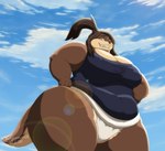 anthro breasts cleavage clothed clothing cloud female obese obese_anthro obese_female overweight overweight_anthro overweight_female sky solo sumo xxsparcoxx mizuki_(xxsparcoxx) mammal mustelid musteline true_musteline weasel