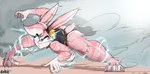 action_pose action_scene bunny-ears electricity electricity_manipulation elemental_manipulation male motion_lines pink_body pose scut_tail short_tail solo speed_lines tail blackarabi fan_character hare lagomorph leporid mammal rabbit hi_res