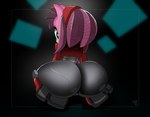 accessory anthro big_butt butt camera_view computer_screen cybernetics female green_eyes headband kneeling looking_at_viewer looking_back machine solo tail wide_hips atomictiki netflix sega sonic_prime sonic_the_hedgehog_(series) rusty_rose cyborg eulipotyphlan hedgehog mammal 2023 hi_res