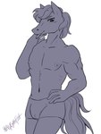 anthro clothed clothing male simple_background solo tongue tongue_out topless topless_male underwear white_background reallycoykoifish hasbro my_little_pony earth_pony equid equine horse mammal pony 3:4 absurd_res hi_res