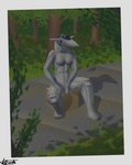 aircraft airplane border box breasts container eyeless featureless_breasts female forest grey_body jet machine mouthless plant shadow sitting solo tree vehicle affront saab aircraft_humanoid jas_39_gripen living_aircraft living_machine living_vehicle hi_res lineless shaded signature