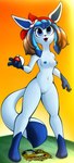 anthro areola blue_body blue_eyes blue_nipples breasts dipstick_tail female genitals hair holding_object holding_pokeball markings navel nipples nude open_mouth pokeball pokemorph pussy solo tail tail_markings cjweasle nintendo pokemon may_(pokemon) eeveelution generation_4_pokemon glaceon pokemon_(species) 2023 absurd_res hi_res