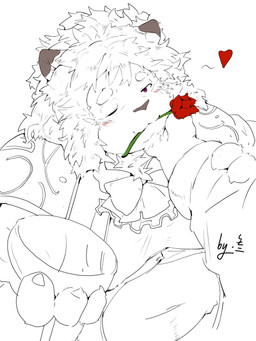 anthro belly blush container cup drinking_glass flirting flower flower_in_mouth glass glass_container glass_cup male one_eye_closed overweight plant rose_(flower) rose_in_mouth smile solo wine_glass wink yxiujiad xxl_woofia leo_von_narcis felid lion mammal pantherine 3:4 hi_res sketch